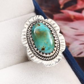 Kingman Turquoise Size US 7 925 Sterling Silver Ring (RS110-216)