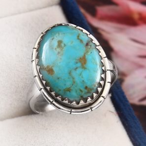 Kingman Turquoise Size US 10 925 Sterling Silver Ring (RS110-248)