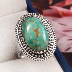 Kingman Turquoise Size US 10 925 Sterling Silver Ring (RS110-266)