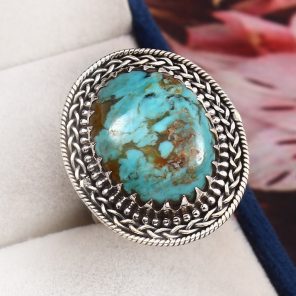 Kingman Turquoise Size US 10 925 Sterling Silver Ring (RS110-273)