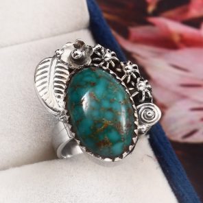 Kingman Turquoise Size US 9 925 Sterling Silver Ring (RS110-236)