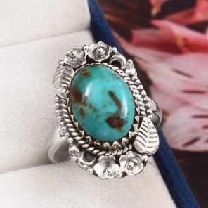 Kingman Turquoise Size US 11 925 Sterling Silver Ring (RS110-257)