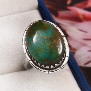 Kingman Turquoise Size US 7 925 Sterling Silver Ring (RS110-224)
