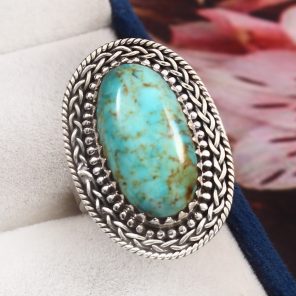 Kingman Turquoise Size US 8 925 Sterling Silver Ring (RS110-271)