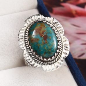 Kingman Turquoise Size US 8 925 Sterling Silver Ring (RS110-233)