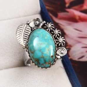 Kingman Turquoise Size US 8 925 Sterling Silver Ring (RS110-230)
