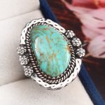 Kingman Turquoise Southwest Style Size US 8 925 Sterling Silver Ring (RS105-526)