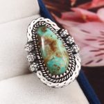 Kingman Turquoise Southwest Style Size US 7 925 Sterling Silver Ring (RS105-520)