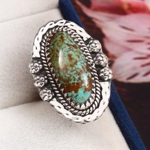 Kingman Turquoise Southwest Style Size US 6 925 Sterling Silver Ring (RS105-516)