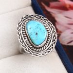 Kingman Turquoise Size US 9 925 Sterling Silver Ring (RS105-604)