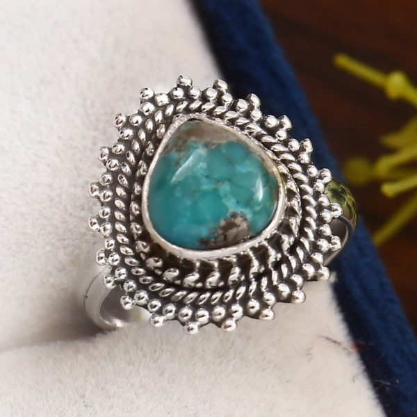 Kingman Turquoise Size US 6 925 Sterling Silver Ring (RS105-620)