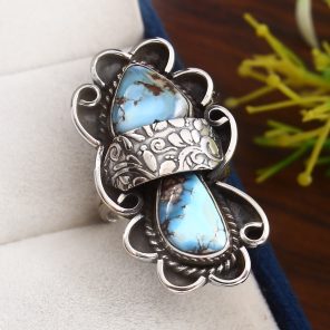 Golden Hill Turquoise Size US 6 925 Sterling Silver Ring (RS109-295)