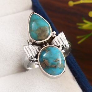 Kingman Turquoise Size US 7 925 Sterling Silver Ring (REXT57-36)