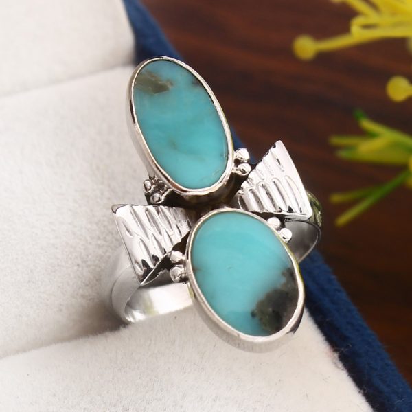 Kingman Turquoise Size US 7 925 Sterling Silver Ring (REXT57-37)