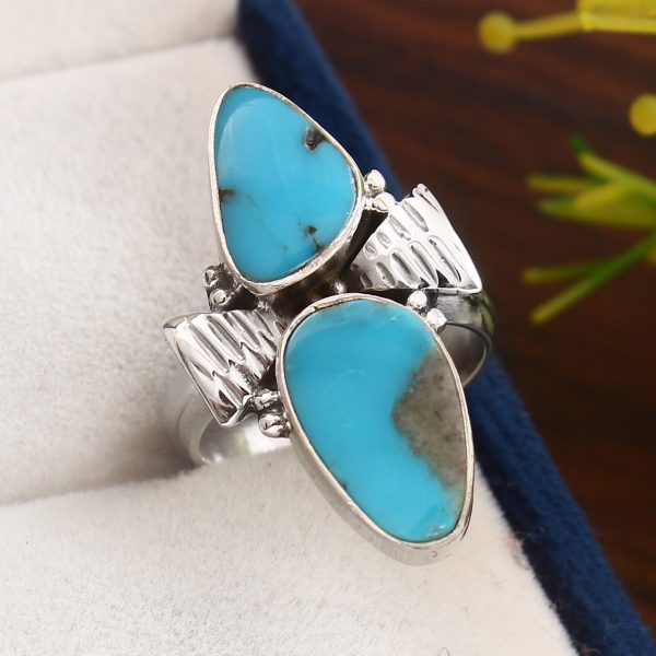 Kingman Turquoise Size US 5 925 Sterling Silver Ring (REXT57-29)