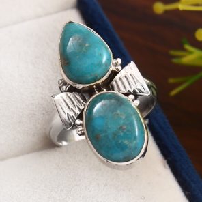 Kingman Turquoise Size US 8 925 Sterling Silver Ring (REXT57-42)
