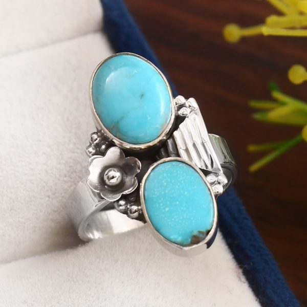 Kingman Turquoise Size US 7 925 Sterling Silver Ring (REXT57-38)