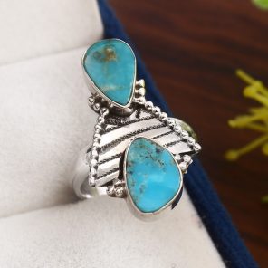 Kingman Turquoise Size US 7 925 Sterling Silver Ring (REXT57-56)