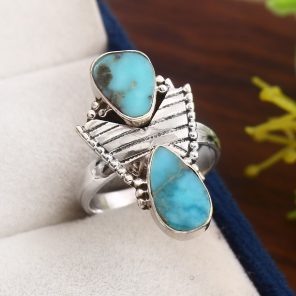 Kingman Turquoise Size US 8 925 Sterling Silver Ring (REXT57-61)