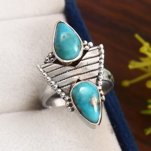 Kingman Turquoise Size US 6 925 Sterling Silver Ring (REXT57-53)