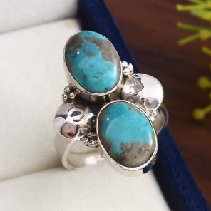 Kingman Turquoise Size US 8 925 Sterling Silver Ring (REXT57-78)