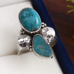 Kingman Turquoise Size US 9 925 Sterling Silver Ring (REXT57-82)