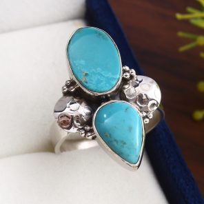 Kingman Turquoise Size US 10 925 Sterling Silver Ring (REXT57-85)