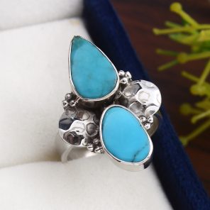 Kingman Turquoise Size US 6 925 Sterling Silver Ring (REXT57-69)