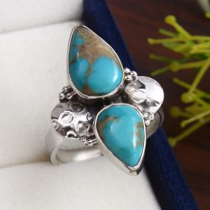 Kingman Turquoise Size US 10 925 Sterling Silver Ring (REXT57-86)