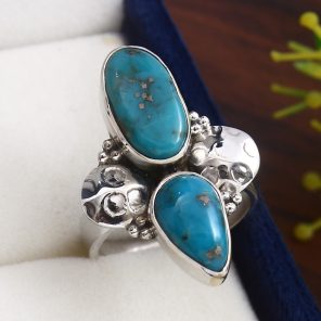 Kingman Turquoise Size US 7 925 Sterling Silver Ring (REXT57-74)