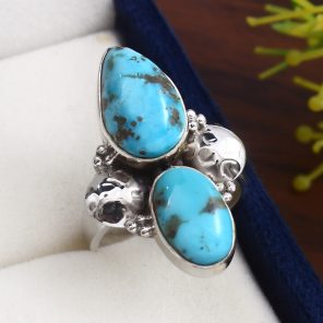 Kingman Turquoise Size US 7 925 Sterling Silver Ring (REXT57-75)