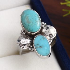 Kingman Turquoise Size US 8 925 Sterling Silver Ring (REXT57-80)