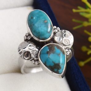 Kingman Turquoise Size US 8 925 Sterling Silver Ring (REXT57-81)