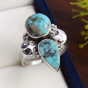 Kingman Turquoise Size US 9 925 Sterling Silver Ring (REXT57-83)