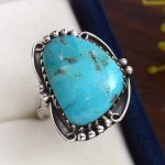 Kingman Turquoise Size US 7 925 Sterling Silver Ring (RS105-553)