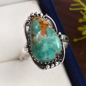 Kingman Turquoise Size US 11 925 Sterling Silver Ring (RS105-582)