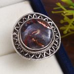 Copper Chrysocolla Size US 8 925 Sterling Silver Ring (RS105-584)