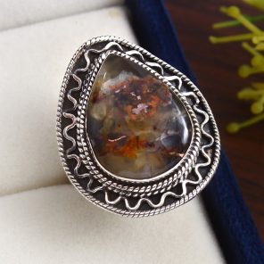 Copper Chrysocolla Size US 10 925 Sterling Silver Ring (RS105-583)