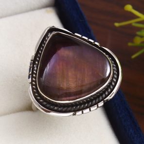 Purple labradorite Size US 9 925 Sterling Silver Ring (RS10-253)
