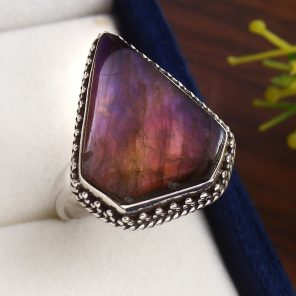 Purple labradorite Size US 10 925 Sterling Silver Ring (RS10-215)