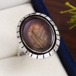 Purple labradorite Size US 11 925 Sterling Silver Ring (RS10-262)
