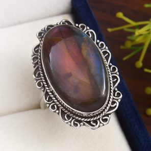 Purple labradorite Size US 11 925 Sterling Silver Ring (RS10-222)