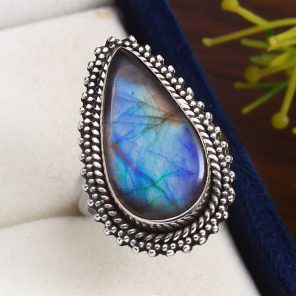 Purple labradorite Size US 6 925 Sterling Silver Ring (RS10-230)