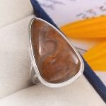 Yellow Moss Agate Size US 6 925 Sterling Silver Ring (REXT60-1)