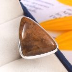 Yellow Moss Agate Size US 6 925 Sterling Silver Ring (REXT60-2)