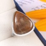 Yellow Moss Agate Size US 9 925 Sterling Silver Ring (REXT60-8)