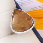 Yellow Moss Agate Size US 11 925 Sterling Silver Ring (REXT60-12)