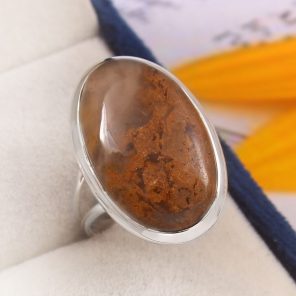 Yellow Moss Agate Size US 7 925 Sterling Silver Ring (REXT60-3)