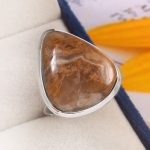 Yellow Moss Agate Size US 10 925 Sterling Silver Ring (REXT60-9)