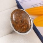Yellow Moss Agate Size US 11 925 Sterling Silver Ring (REXT60-13)